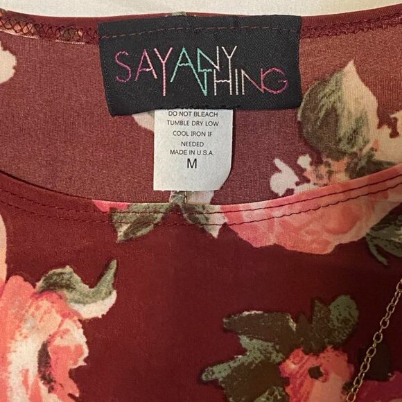 Burgandy skirt and matching floral blouse with removable gold necklace - Picture 6 of 13